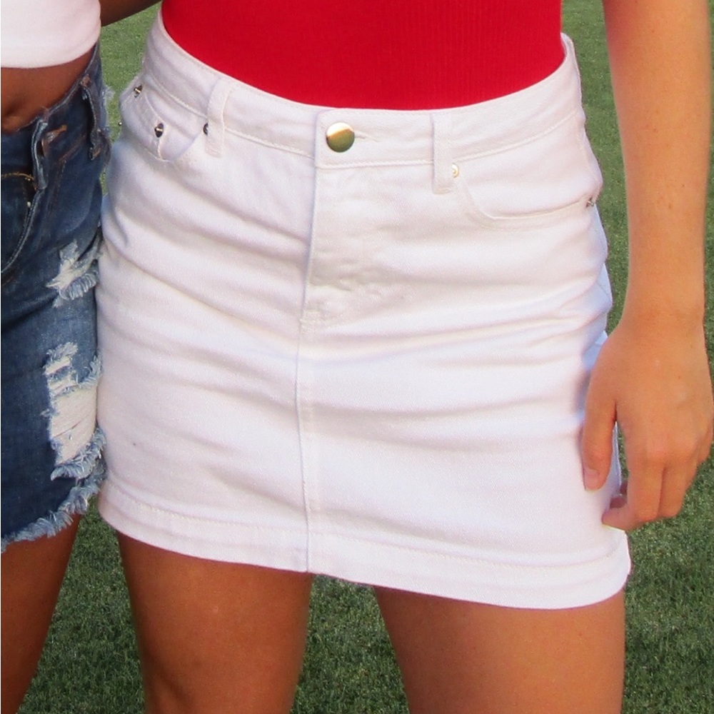 White Denim Skirt